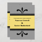 Grijs/Geel Fancy Kunst Deco Wedding Invite Kaart (Voorkant / Achterkant)