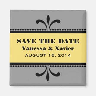 Grijs/Geel Fancy Kunstdeco sparen de Datum Magnet