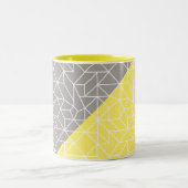Grijs & Geel Geometrische Twee Toon Mok (Center)