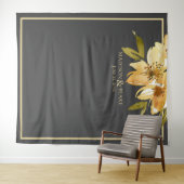 Grijs Geel Groen Bloemen Trouwfoto Achtergrond Wandkleed (In Situ (horizontaal))