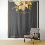 Grijs Geel Groen Bloemen Trouwfoto Achtergrond Wandkleed (In situ)