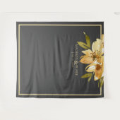 Grijs Geel Groen Bloemstuk Trouwfoto Achtergrond Wandkleed (Voorkant (horizontaal))