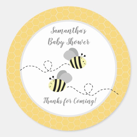 Grijs Geel Hommel Favor Sticker (Voorkant)