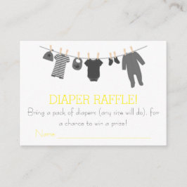 Grijs & Geel Kleine Kleding Luier Raffle Tickets Informatiekaartje