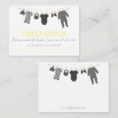 Grijs & Geel Kleine Kleding Luier Raffle Tickets Informatiekaartje (Voorkant / Achterkant)