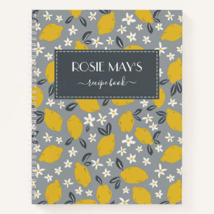  grijs geel lemon Patroon Recipe Book Notitieboek