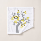 Grijs geel liefde vogels sakura kersenboom bloesem bad handdoek (Wasdoekje)