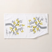 Grijs geel liefde vogels sakura kersenboom bloesem bad handdoek (Handdoek)