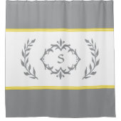 Grijs Geel Modern Monogram Initiaal Chic Krans Douchegordijn (Voorkant)
