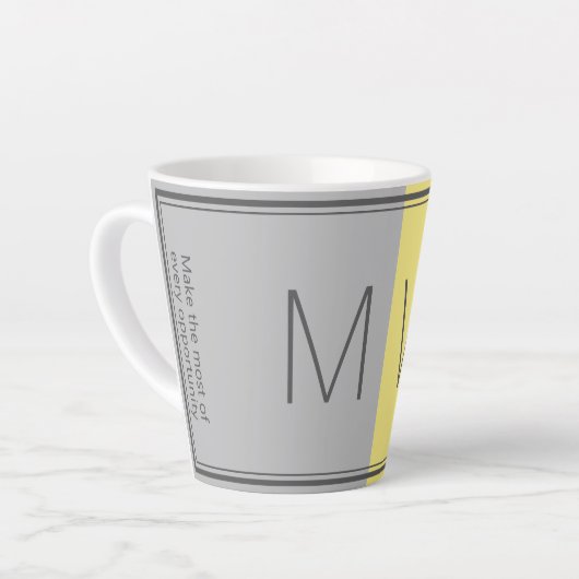 Grijs Geel | Modern | MOTIVATIE | MONOGRAM Latte Mok (Linkerhoek)