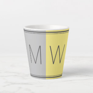 Grijs Geel   Modern   MOTIVATIE   MONOGRAM Latte Mok