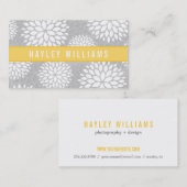 Grijs & Geel Moderne Bloemen Visitekaartje (Voorkant / Achterkant)