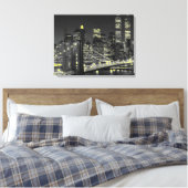 Grijs Geel New York City Wrapped Canvas Afdruk (Insitu (Slaapkamer))