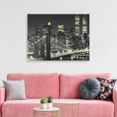 Grijs Geel New York City Wrapped Canvas Afdruk (Insitu (Woonkamer))