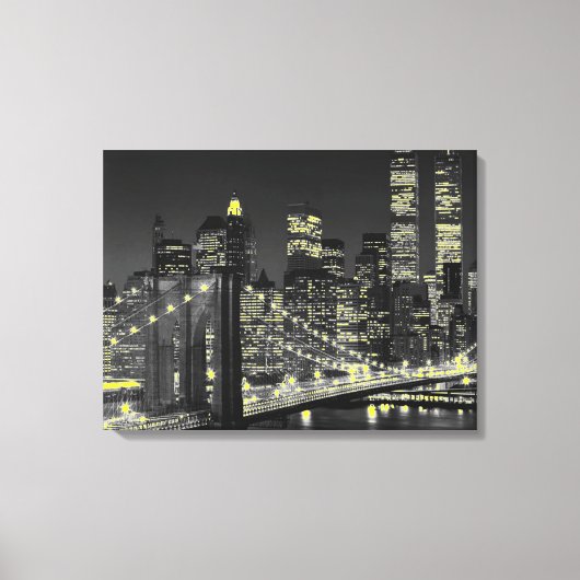 Grijs Geel New York City Wrapped Canvas Afdruk (Voorkant)