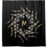 Grijs geel Patroonmonogram van de Ster Douchegordijn (Voorkant)