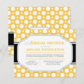 Grijs & Geel Polka Dot Bridal Douche Uitnodigingen (Voorkant / Achterkant)