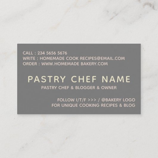 Grijs Geel Roze Gebak Waterverf bladlepel Visitekaartje (Achterkant)