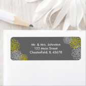 Grijs/Geel Schetste bloemen Etiket (Insitu)