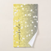 Grijs geel sprankelend bokeh Aangepaste naam Handdoek (Handdoek)
