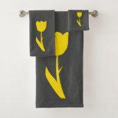 Grijs Geel Tulp Donkergrijze Stempel Bad Handdoek (Insitu)