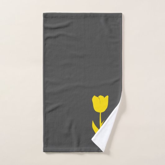 Grijs Geel Tulp Donkergrijze Stempel Bad Handdoek (Handdoek)