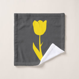 Grijs Geel Tulp Donkergrijze Stempel Washandje