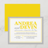 Grijs & Geel Uitnodigingen alleen voor het huwelij (Voorkant / Achterkant)