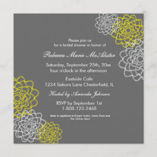 Grijs/Geel Verketting bloemen Kaart