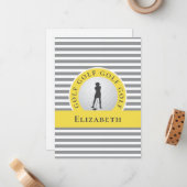 Grijs geel voor haar gepersonaliseerde golfer Dank Notitiekaartje (Voorkant / Achterkant in situ)