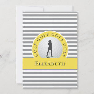 Grijs geel voor haar gepersonaliseerde golfer Dank Notitiekaartje
