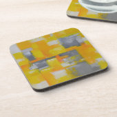 grijs geel wit abstract kunstschilderij bier onderzetter (Linkerzijde)