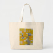 grijs geel wit abstract kunstschilderij grote tote bag (Voorkant)