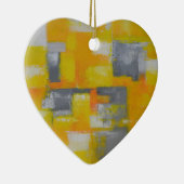 grijs geel wit abstract kunstschilderij keramisch ornament (Rechts)