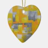 grijs geel wit abstract kunstschilderij keramisch ornament (Links)