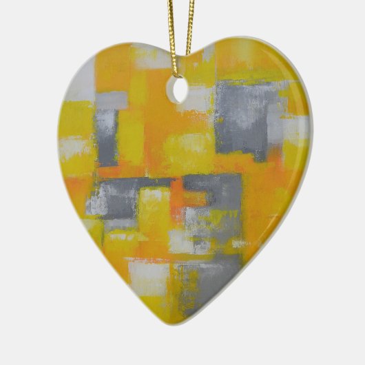 grijs geel wit abstract kunstschilderij keramisch ornament (Links)