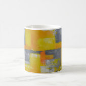 grijs geel wit abstract kunstschilderij koffiemok (Center)