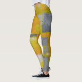 grijs geel wit abstract kunstschilderij leggings (Links)