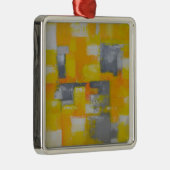 grijs geel wit abstract kunstschilderij metalen ornament (Rechts)