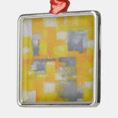grijs geel wit abstract kunstschilderij metalen ornament (Links)