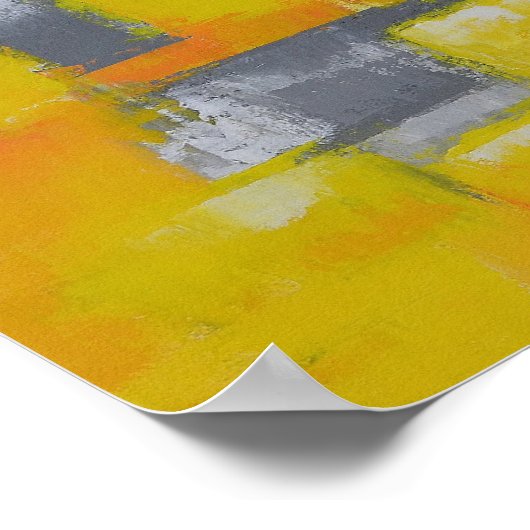 grijs geel wit abstract kunstschilderij poster (Hoek)