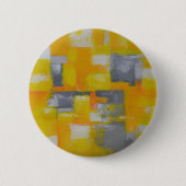 grijs geel wit abstract kunstschilderij ronde button 5,7 cm (Voorkant)