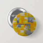 grijs geel wit abstract kunstschilderij ronde button 5,7 cm (Voorkant /achterkant)