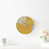 grijs geel wit abstract kunstschilderij ronde klok (Huis)