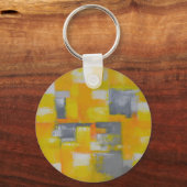grijs geel wit abstract kunstschilderij sleutelhanger (Voorkant)