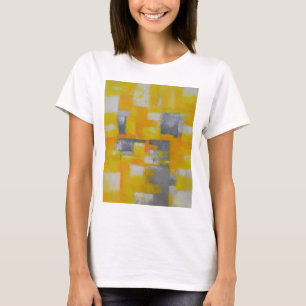 grijs geel wit abstract kunstschilderij t-shirt