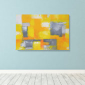 grijs geel wit modern abstract schilderij canvas afdruk (Insitu (Houten vloer))