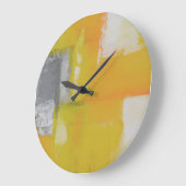 grijs geel wit modern abstract schilderij grote klok (Hoek)