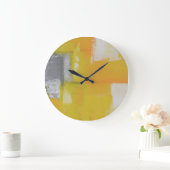 grijs geel wit modern abstract schilderij grote klok (Huis)