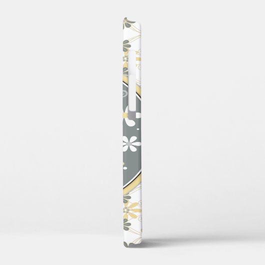 Grijs Geel Wit Olifant Bloemen Case-Mate iPhone Case (Achterkant / Links)